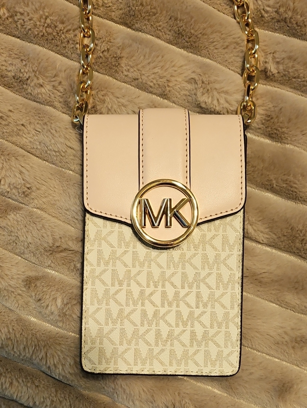 Michael Kors Beige and Gold Crossbody Bag